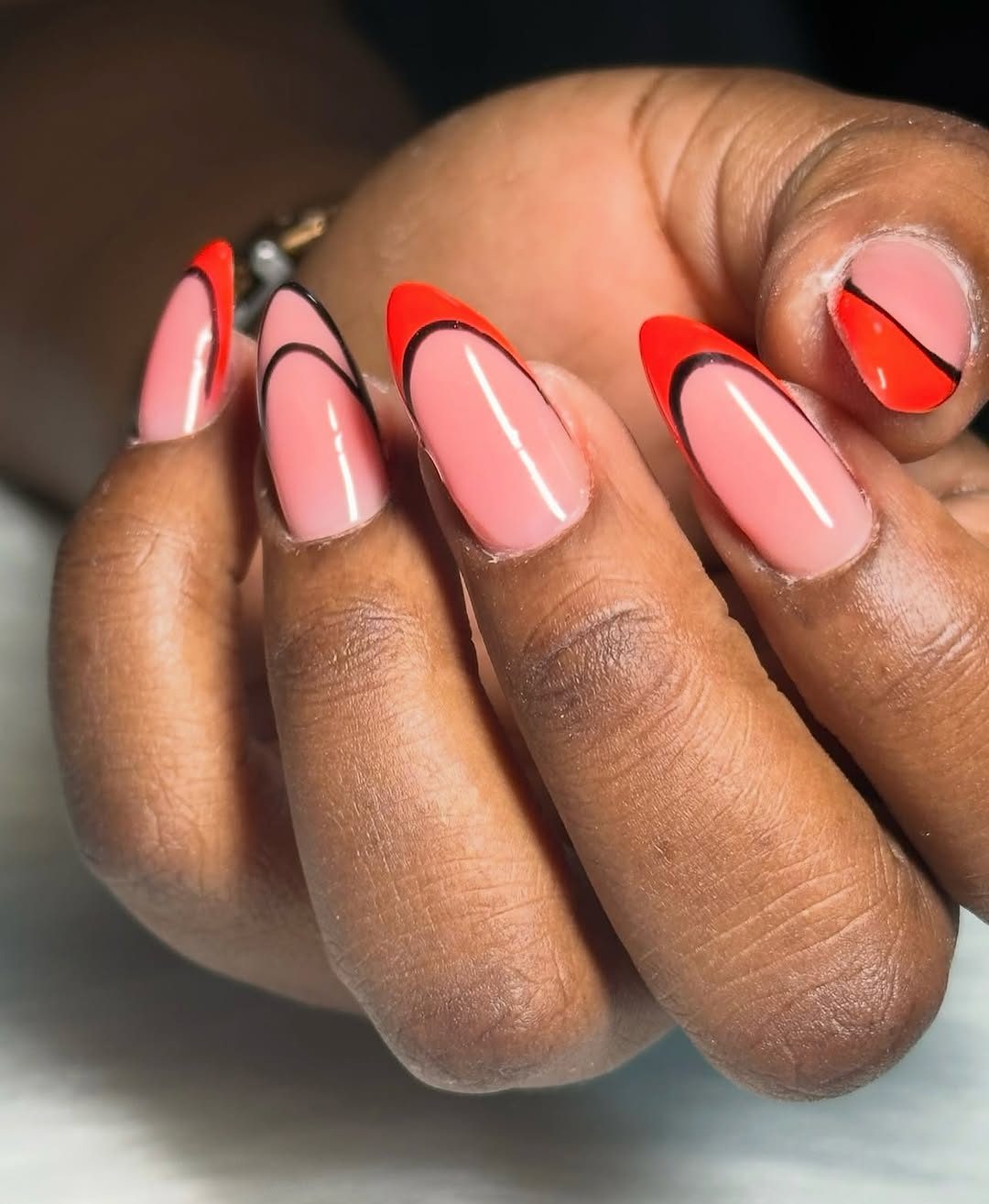 Pink long coffin nails