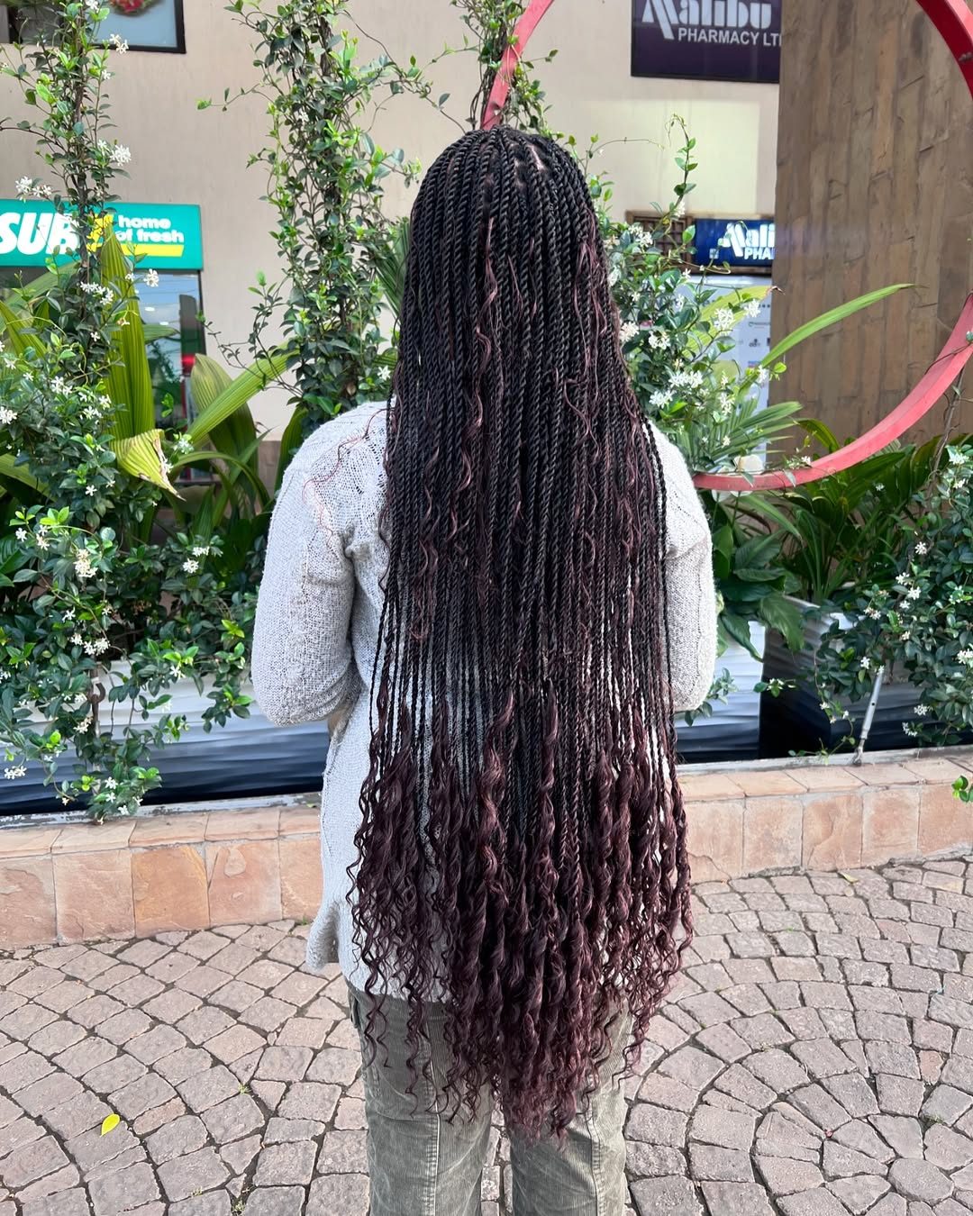 Long boho braids back view