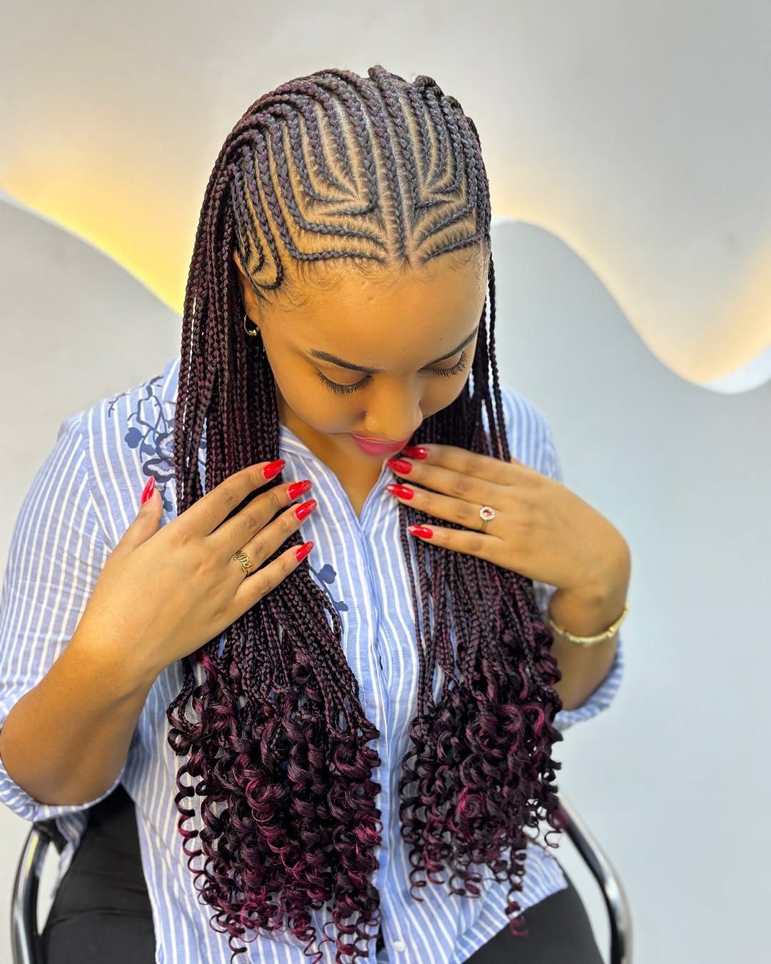 Cornrows with long braids portrait