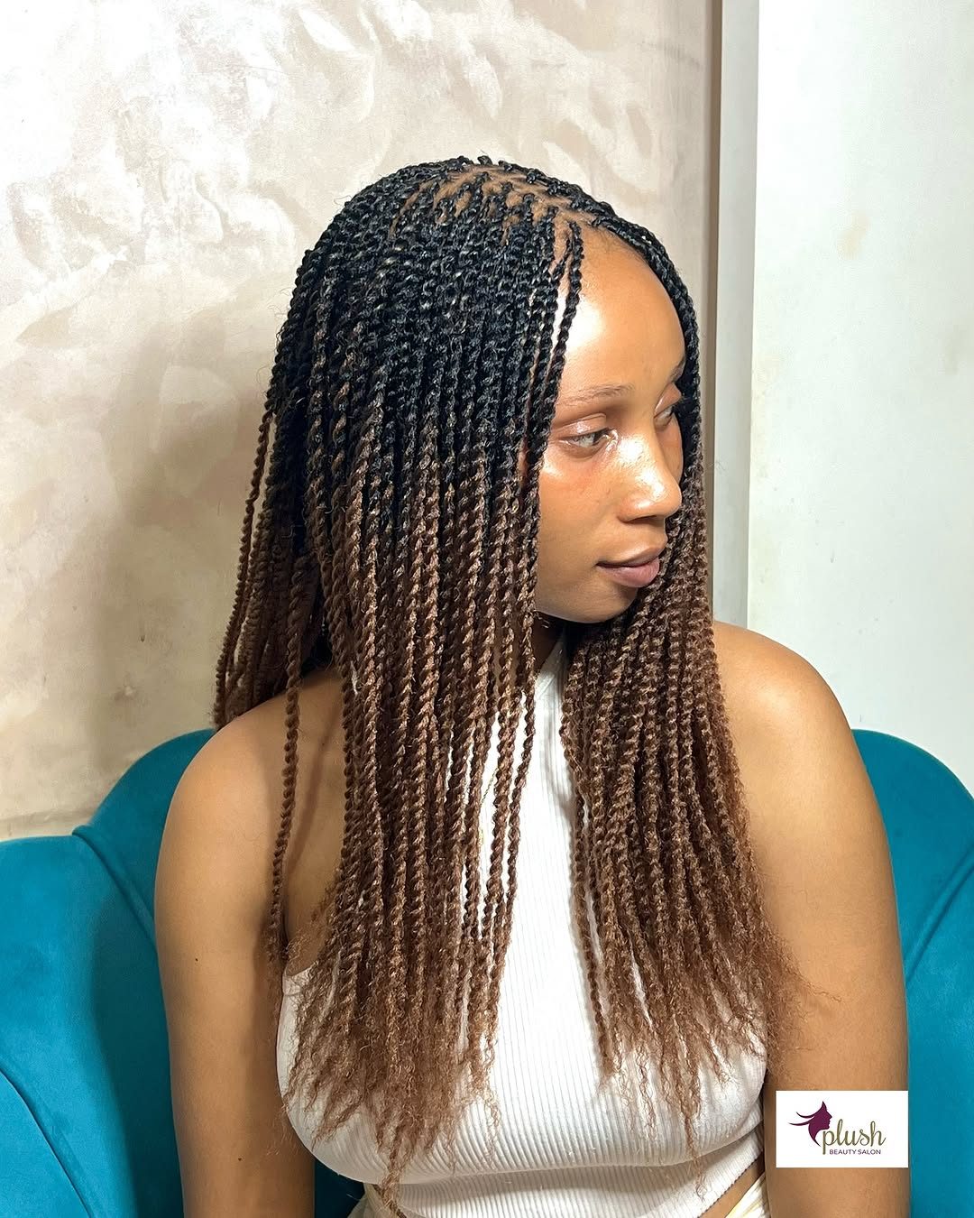 Long thin knotless braids portrait