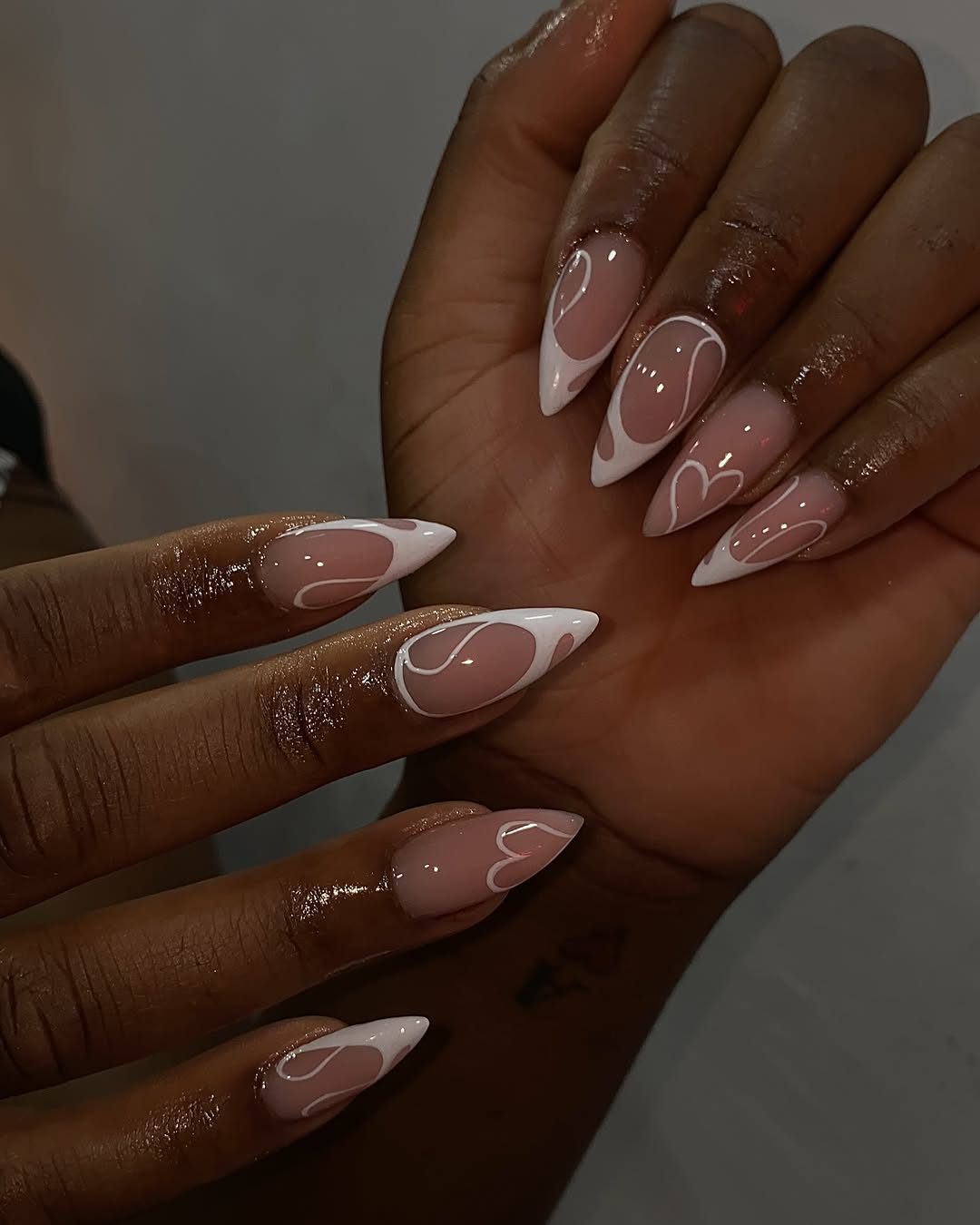 Nude pink stiletto nails