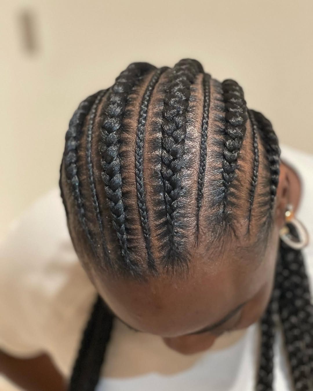 Cornrow braids top view